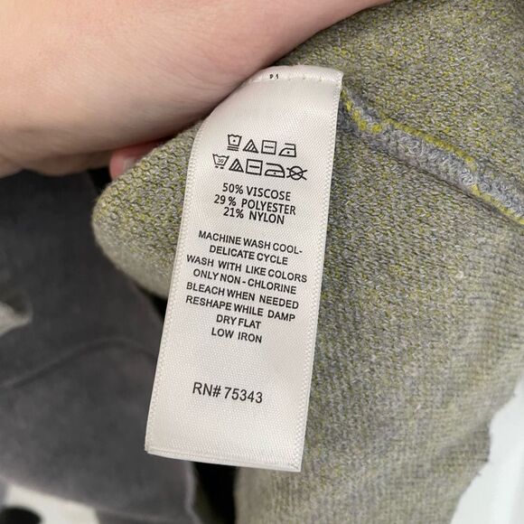 Cynthia Rowley Gray Yellow Color Block Mock Neck Boxy Sweater Women’s Size S - Picture 4 of 6